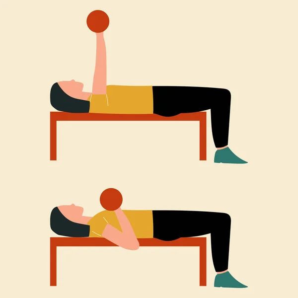 Dumbbell overhead press. Top body workout. Upper body exercises. Flat vector illustration — Stock Vector
