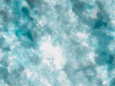 Mavi pastel, fırça maskeli ve kağıt desenli soyut suluboya arkaplan