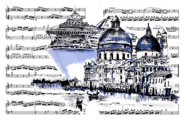 Textbook Music Notes Symphony Venice — Stock Photo, Image