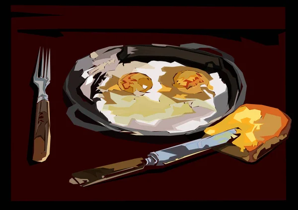 Fried Eggs Fried Eggs Morning Pan Toast Butter Best Breakfast — Stock Photo, Image