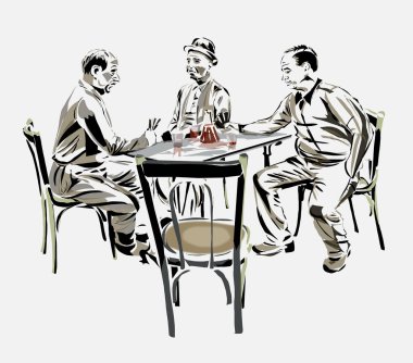Kartı oyuncular. Şarap içmek. Fransa.