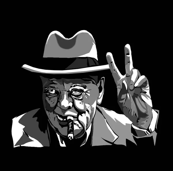 Черчилль Курит Сигару — стоковое фото