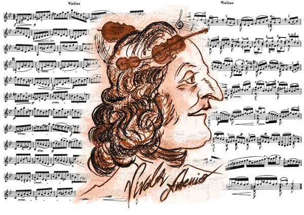 Pastell Målning Antonio Lucho Vivaldi Italiensk Kompositör Virtuos Violinist Lärare — Stockfoto