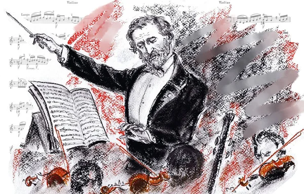 意大利著名作曲家朱塞佩 福图尼诺 弗朗切斯科 韦尔迪 牧师和小提琴手 — 图库照片