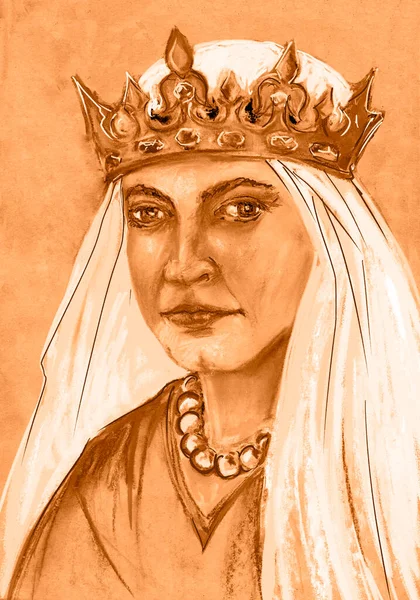 Серія Королів Європи Ядвіґа Або Ядвіґа Анжу Королева Польщі Дочка — стокове фото