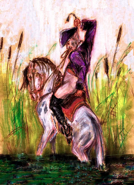 有名な人々のシリーズ カール フリードリヒ ジェローム バロン フォン ムンシャウセンは沼から髪で自分自身と彼の馬を引っ張ります 本書の挿絵 Fetch Baron — ストック写真