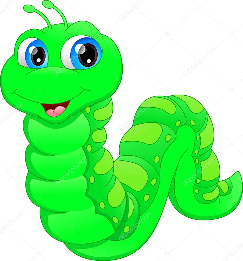 vector illustration of cute caterpillar cartoon