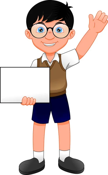 Cute Young Boy Blank Sign — Stock Vector