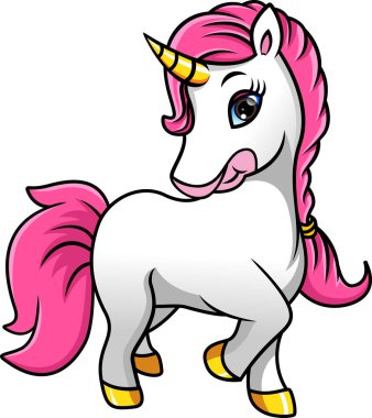 Beyaz bir arka plan üzerinde izole karikatür Unicorn