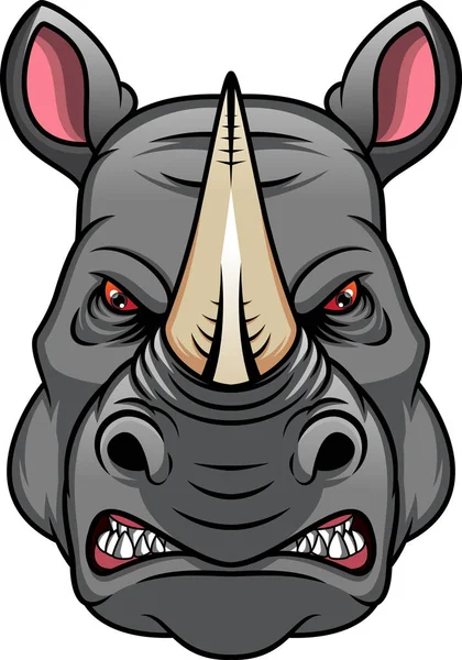 Illustratie Van Hoofd Neushoorn Mascotte — Stockvector