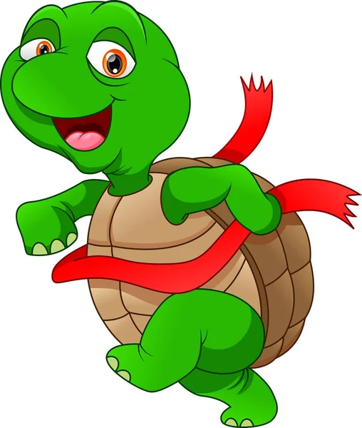 Schattig Groen Schildpad Cartoon — Stockvector