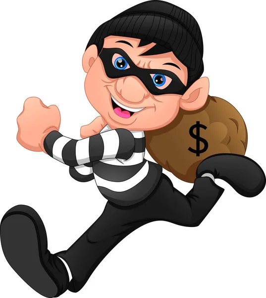 Ladrones Huyeron Con Dinero — Vector de stock