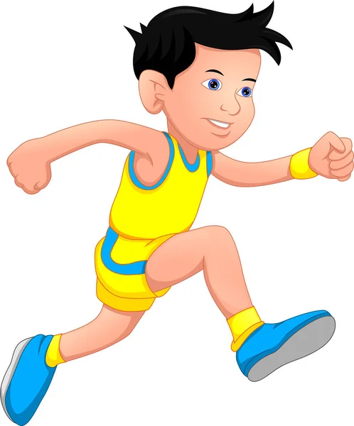 Happy Boy Running White Background — Stock Vector