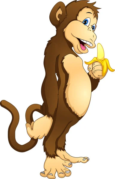 Mignon Singe Tenant Banane — Image vectorielle