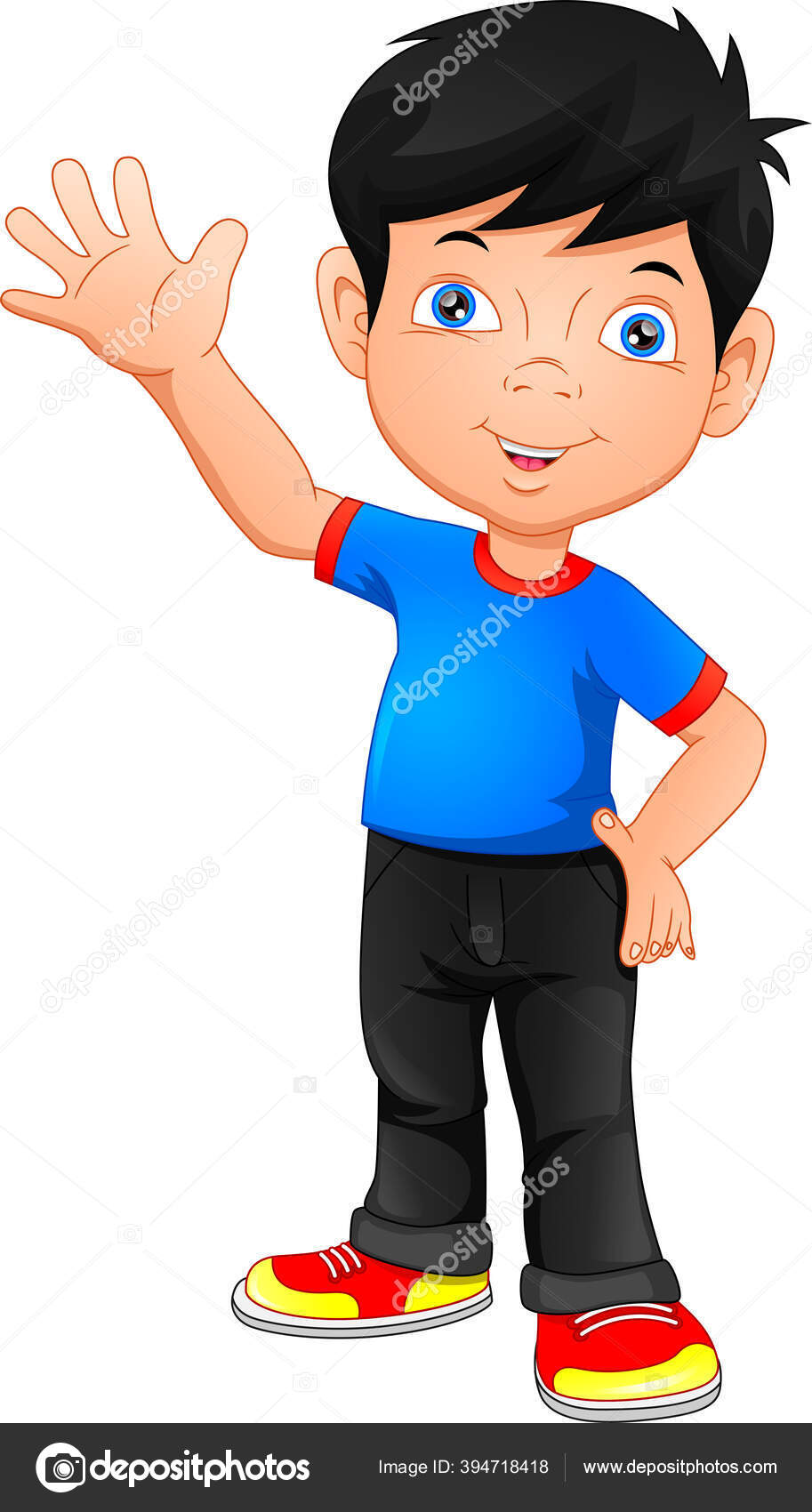 Bonito Menino Acenando Fundo Branco Vetor de ©lawangdesign 394718418, image size:913x1700