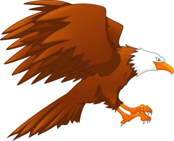 Dibujos Animados Águila Sobre Fondo Blanco — Vector de stock