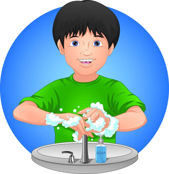 Boy Wash Your Hands — Stock Vector