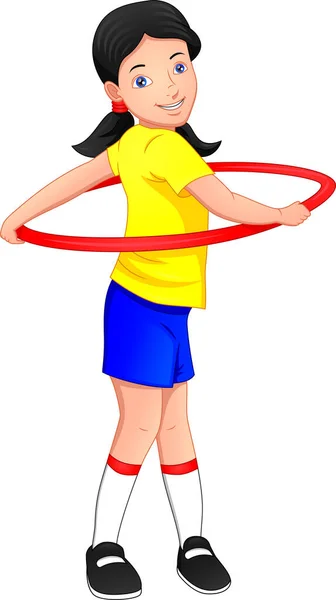 Girl Playing Hula Hoop — Stock Vector