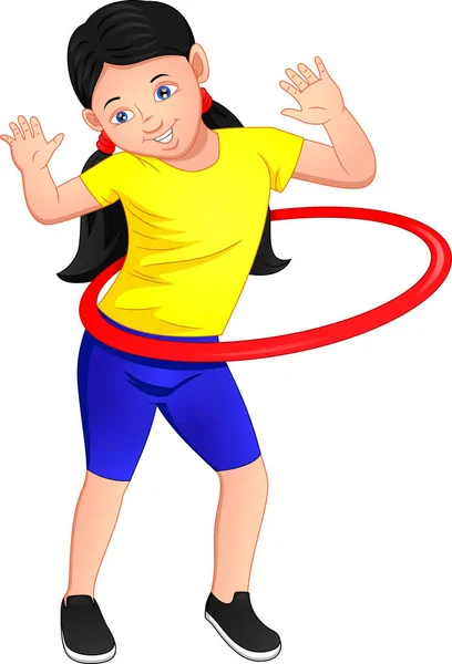 Menina Jogar Hula Hoop — Vetor de Stock