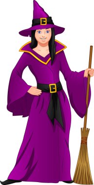 Cadı kostümü giyen tatlı kız.