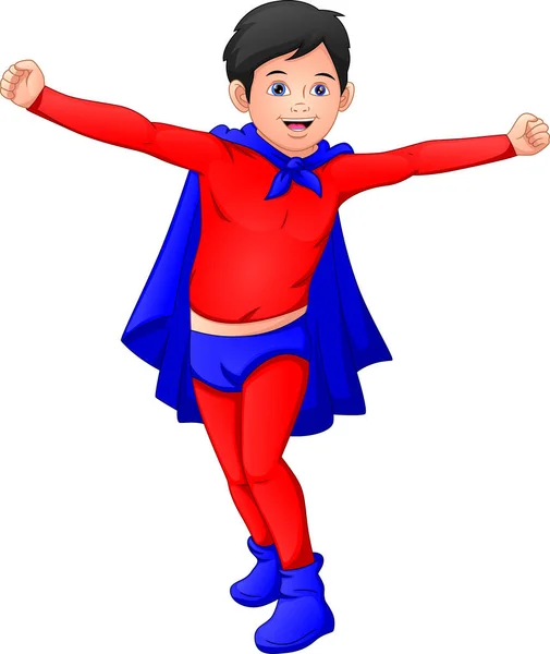 Cute Boy Wearing Superhero Costume — Stock Vector