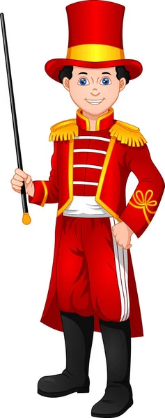 穿着行军乐队领队服装的可爱男孩 — 图库矢量图片