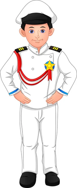 Menino Bonito Vestindo Uniforme Marinha — Vetor de Stock