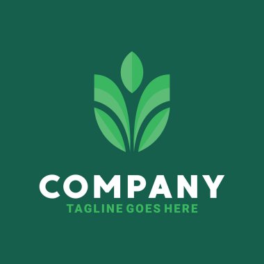 Yeşil Yaprak Logosu İş ve Şirket İçin İlham Verici.