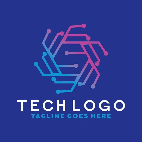 Inspiration de conception de logo de technologie de ligne pour l'entreprise et la compagnie — Image vectorielle