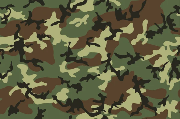 Patrón Sin Costuras Camuflaje Estilo Woodland Fondo Verde Cuatro Colores — Vector de stock