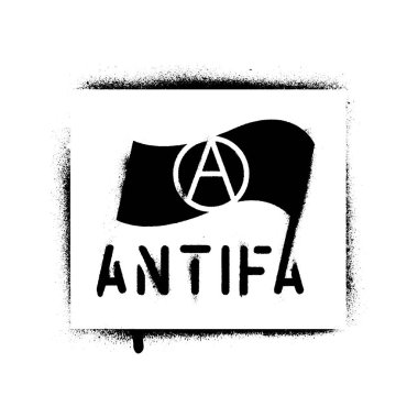 '' Antifa'' sprey boya grafiti şablonu. Militan ve radikal antifascists, komünistler, solcular ve anarşistler için genel ad.