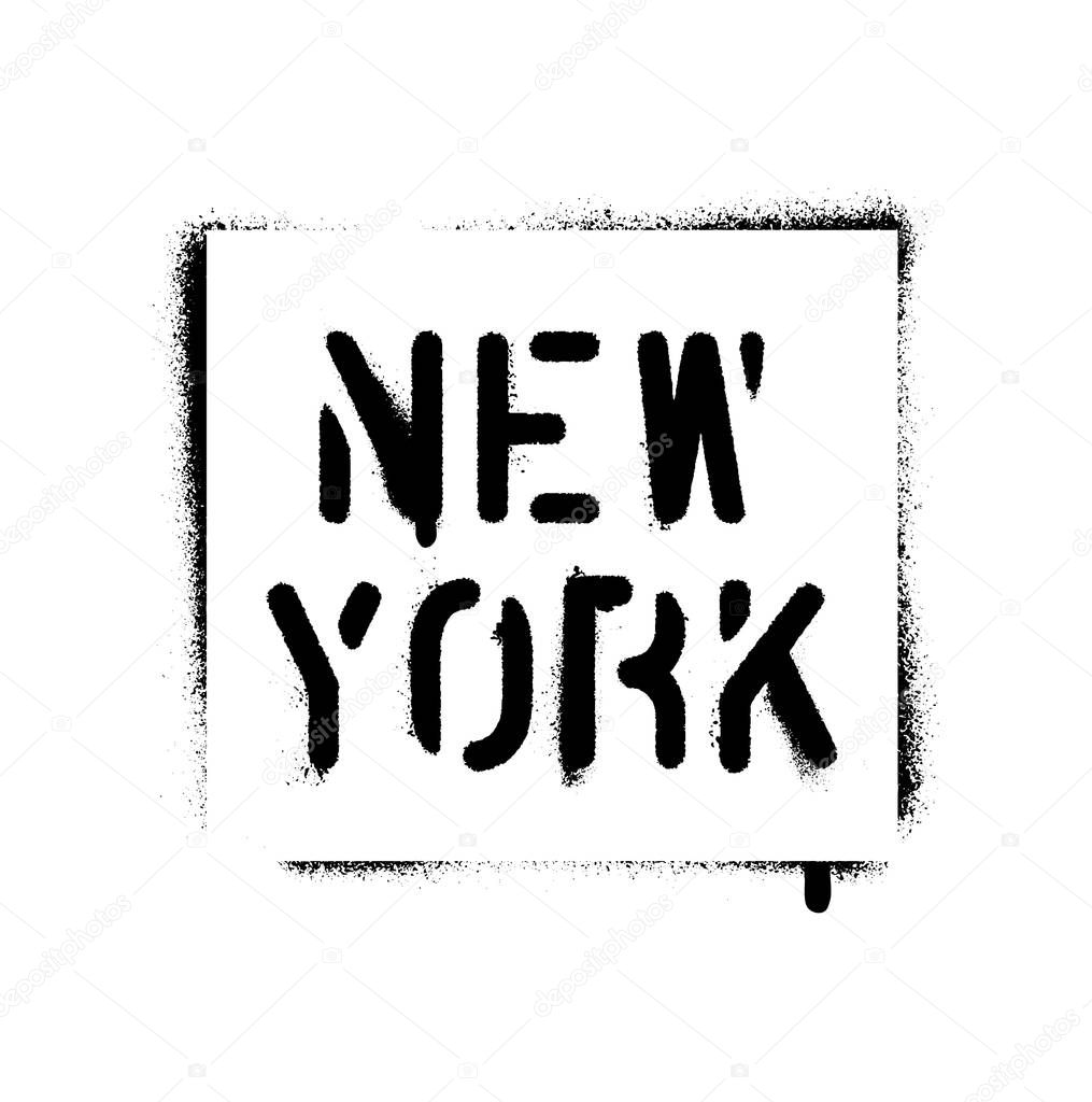 ''New York'' spray paint graffiti stencil.