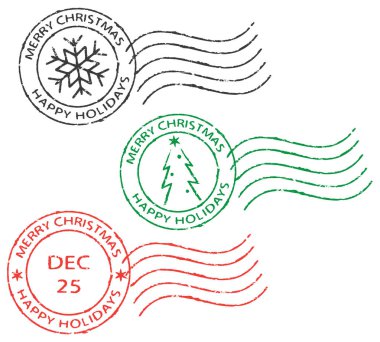 Posta pulları dizi '' Merry Christmas-mutlu bayramlar ''. Siyah, yeşil ve kırmızı. Doku.