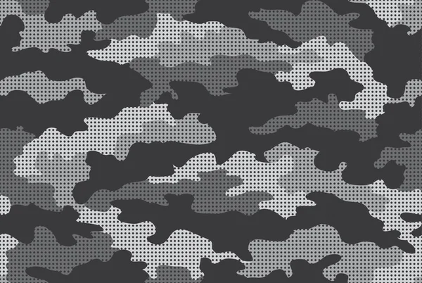 Urban Camouflage Seamless Pattern Halftone Dot Texture Black Gray White — Stock Vector