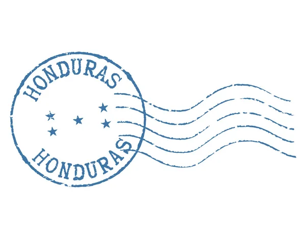 Carimbo Postal Azul Grunge Honduras Fundo Branco — Vetor de Stock