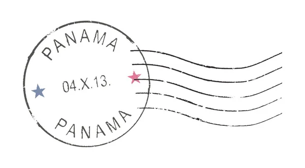Posta Grunge Damgası Panama Beyaz Arka Plan — Stok Vektör
