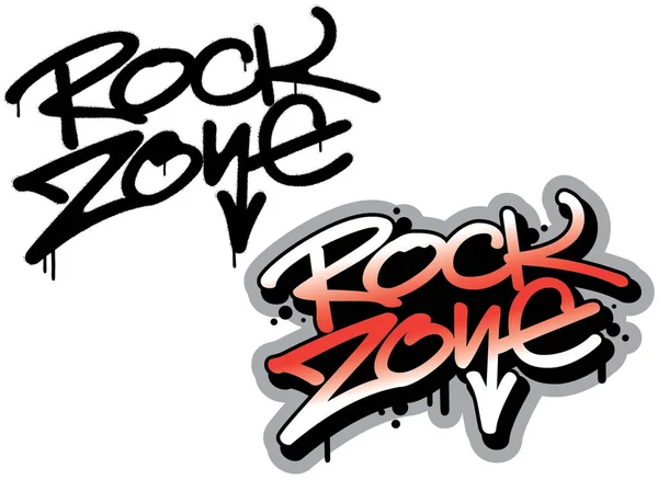 Rock Zone Étiquette Pulvérisation Graffiti Typographie Lettrage Main Fond Blanc — Image vectorielle