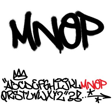 Sprey grafiti etiketleme yazı tipi. Harfleri '' M'', '' N'', '' O'', '' P''. Bölüm 4