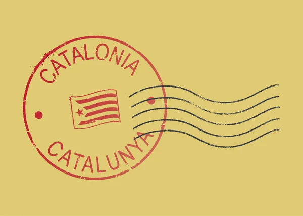 Post Grunge Stempel Catalonië Engels Catalaanse Offerte Vlag Van Onafhankelijkheid — Stockvector