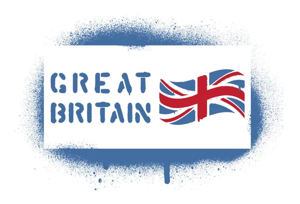 Great Britain Quote British Flag Union Jack Spray Graffiti Layer — Stock Vector