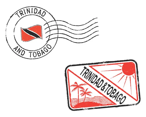 Grunge Ταχυδρομικές Σφραγίδες Τρινιντάντ Και Τομπάγκο Λευκό Φόντο — Διανυσματικό Αρχείο