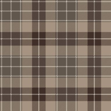Ekose (tartan) pürüzsüz desen. Kahverengi, bej, beyaz. İskoç, oduncu ve hippi tarzı..