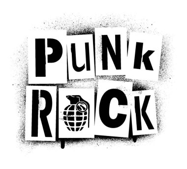 '' Punk Rock'' grafiti şablon ve el bombası siluet sprey. T-shirt, posterler...