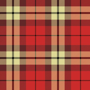 Ekose (tartan) desen. Kırmızı, kahverengi, bej ve siyah çizgili. İskoç, oduncu ve yenilikçi moda stil.