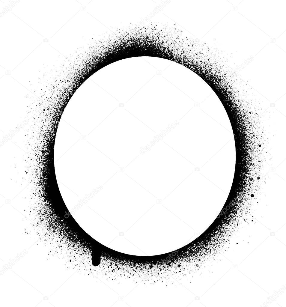 Round stencil template. Spray graffiti texture.