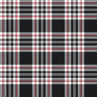 Tartan seamless modeli. Siyah, beyaz ve kırmızı renk.
