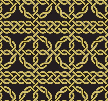 Kelt seamless modeli. Siyah ve altın rengi.