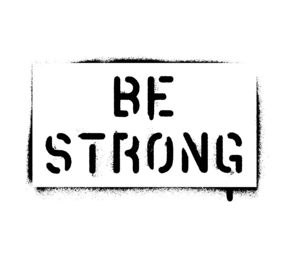 Strong Sports Business Motivational Quote Spray Paint Graffiti Stencil White — Stock Vector