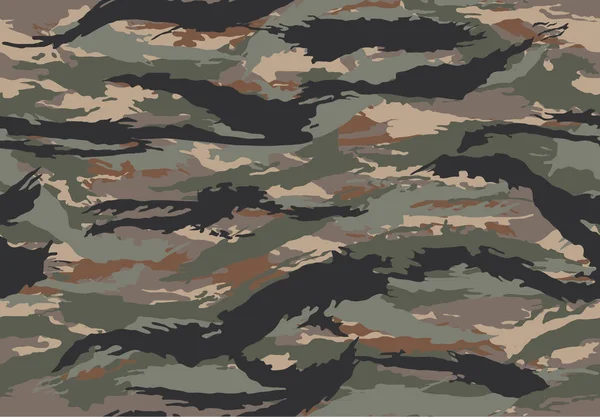 Camuflaje Rayas Tigre Patrón Sin Costuras Seis Colores Del Entorno — Vector de stock