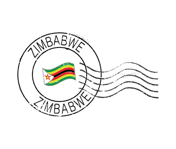 Почтовая Гранж Марка Zimbabwe Флаг Размахивания — стоковый вектор